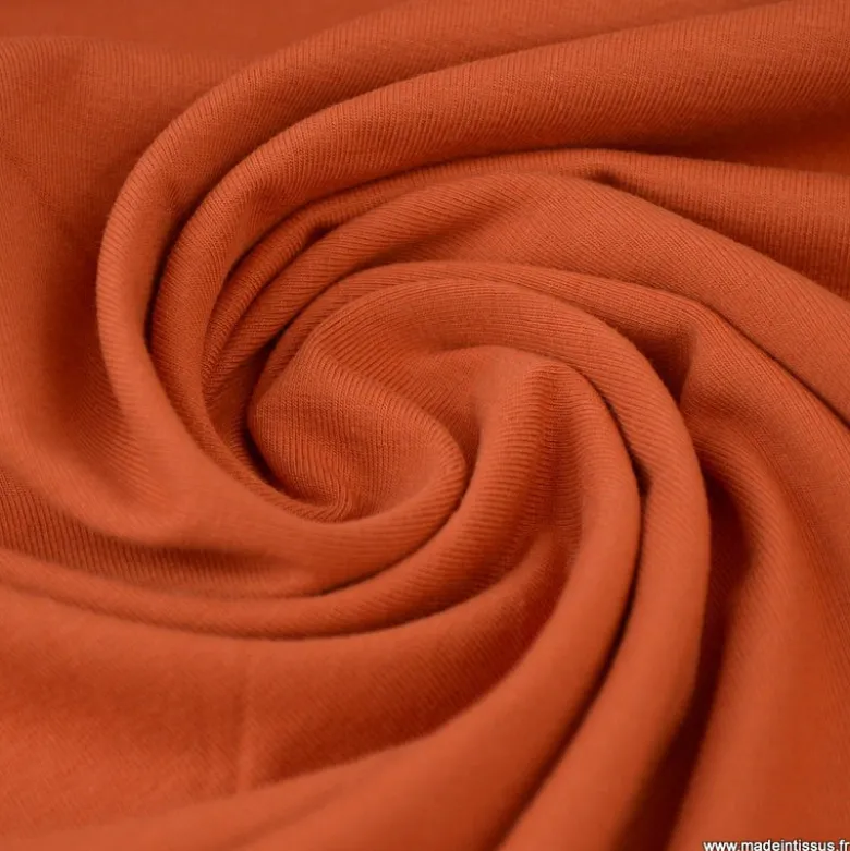 Tissu jersey coton élasthanne Terracotta - OEKO TEX