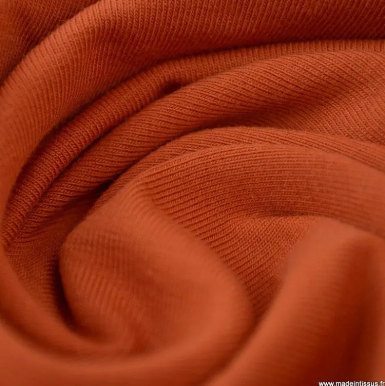 Tissu jersey coton élasthanne Terracotta - OEKO TEX