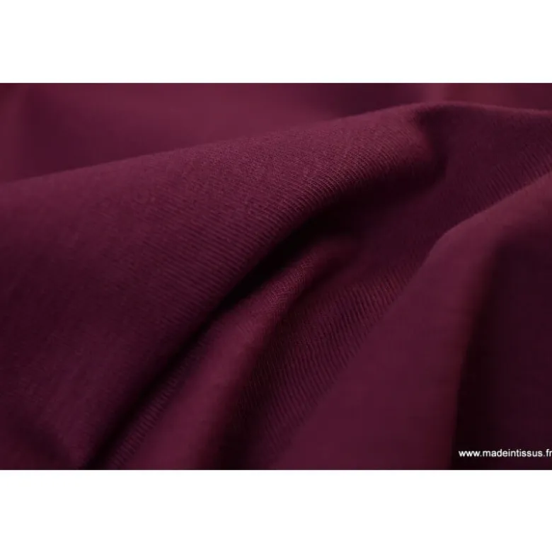 Tissu JERSEY coton élasthanne bordeaux - OEKO TEX