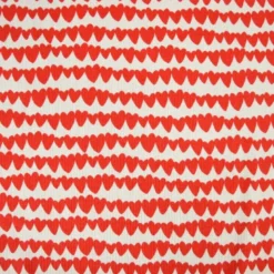Tissu jersey côtelé bio motif coeurs rouges fond naturel - Poppy fabrics