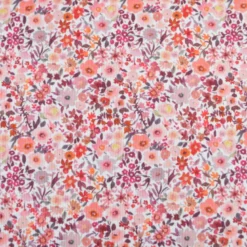 Tissu jersey côtelé motif fleurs automnales roses