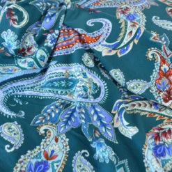 Tissu Jersey de Viscose – Motif paisley fond pétrole - OEKO TEX