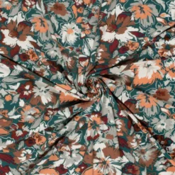 Tissu Jersey de Viscose motifs fleurs fond vert foncé - OEKO TEX