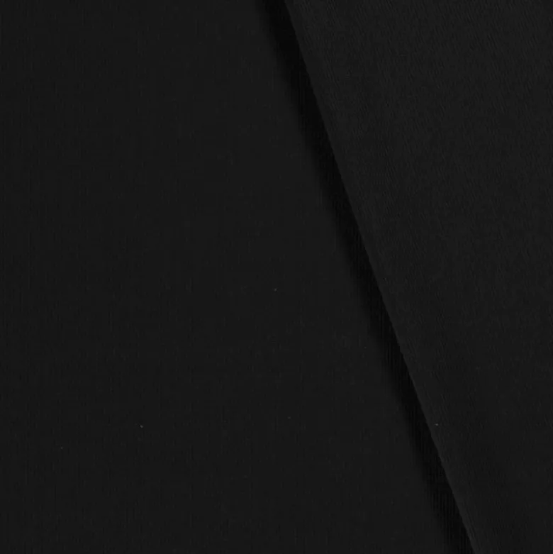 Tissu jersey fines côtes - Noir
