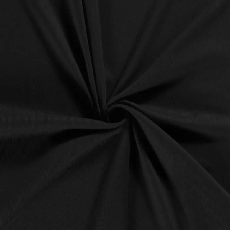 Tissu jersey fines côtes - Noir