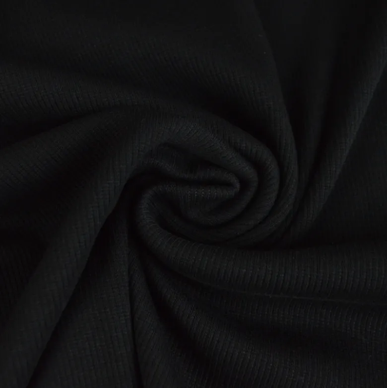 Tissu jersey fines côtes - Noir