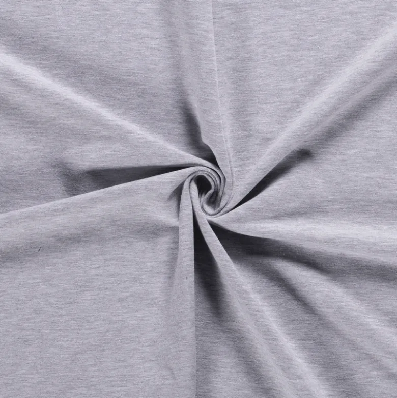 Tissu jersey French terry coloris gris clair chiné - OEKO TEX