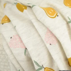 Tissu Jersey glitter motifs poires fond écru Poppy fabrics - oeko tex