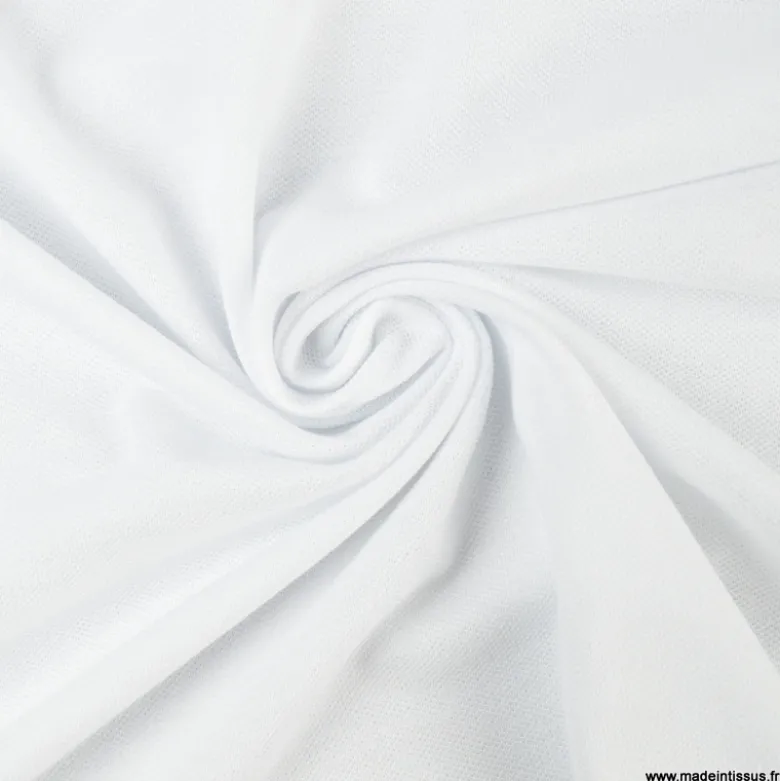 Tissu jersey maille polo Blanc - OEKO TEX