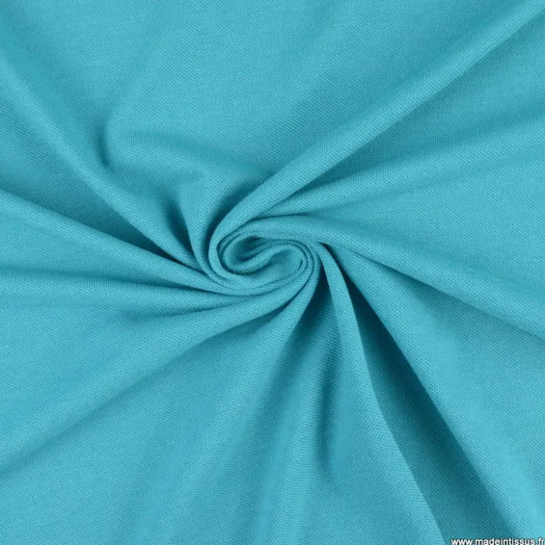 Tissu jersey maille polo bleu turquoise - OEKO TEX