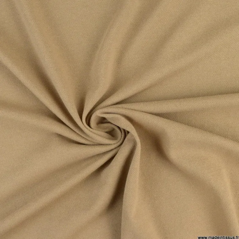 Tissu jersey maille polo Camel - OEKO TEX