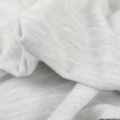Tissu jersey maille polo gris clair chiné - OEKO TEX