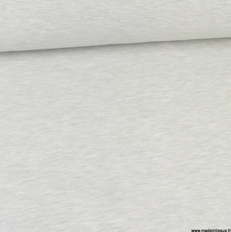Tissu jersey maille polo gris clair chiné - OEKO TEX