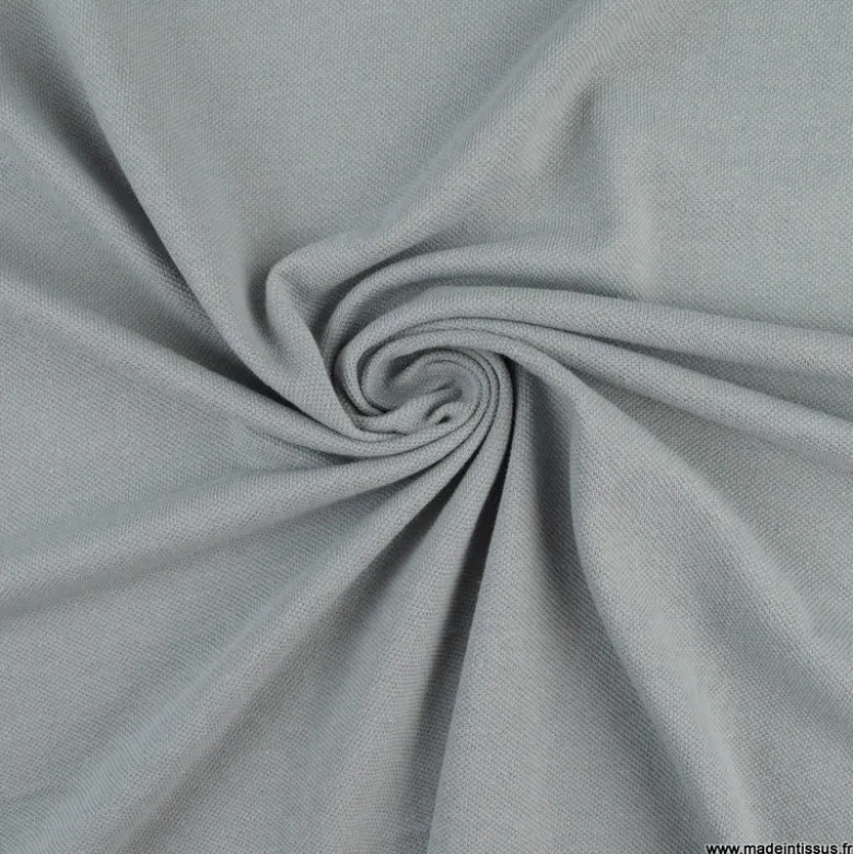 Tissu jersey maille polo gris - OEKO TEX