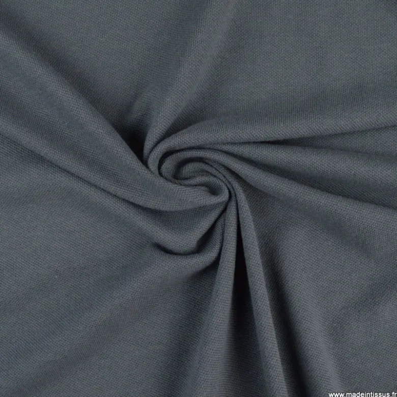 Tissu jersey maille polo gris anthracite - OEKO TEX