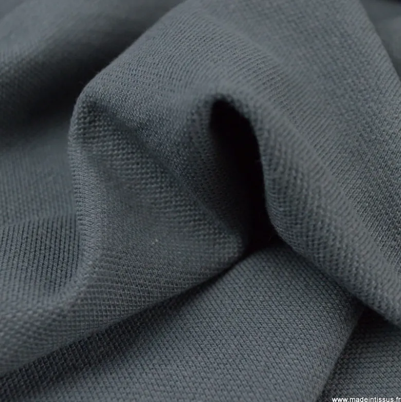 Tissu jersey maille polo gris anthracite - OEKO TEX