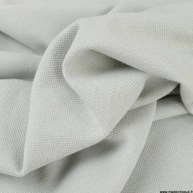Tissu jersey maille polo gris clair - OEKO TEX