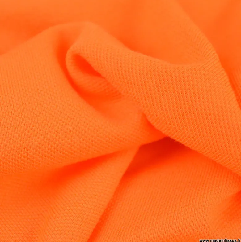 Tissu jersey maille polo orange - OEKO TEX