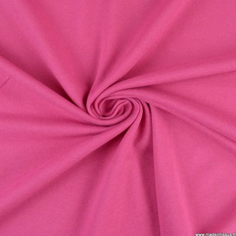 Tissu jersey maille polo rose fuchsia - OEKO TEX