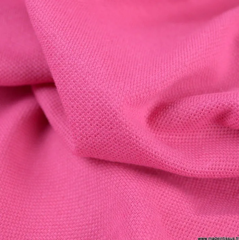 Tissu jersey maille polo rose fuchsia - OEKO TEX