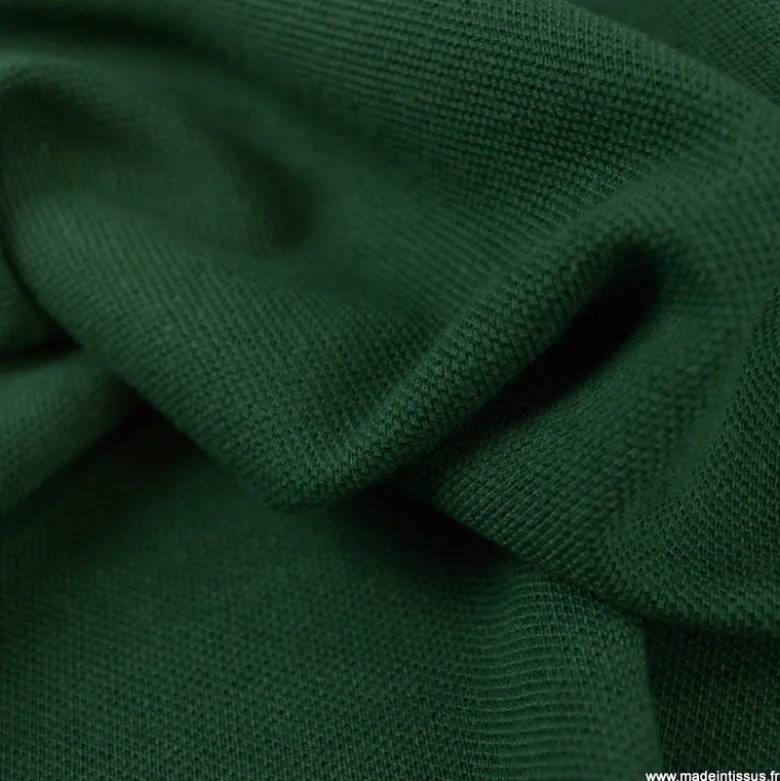 Tissu jersey maille polo vert sapin - OEKO TEX
