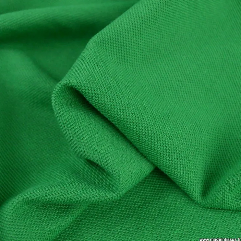Tissu jersey maille polo vert - OEKO TEX