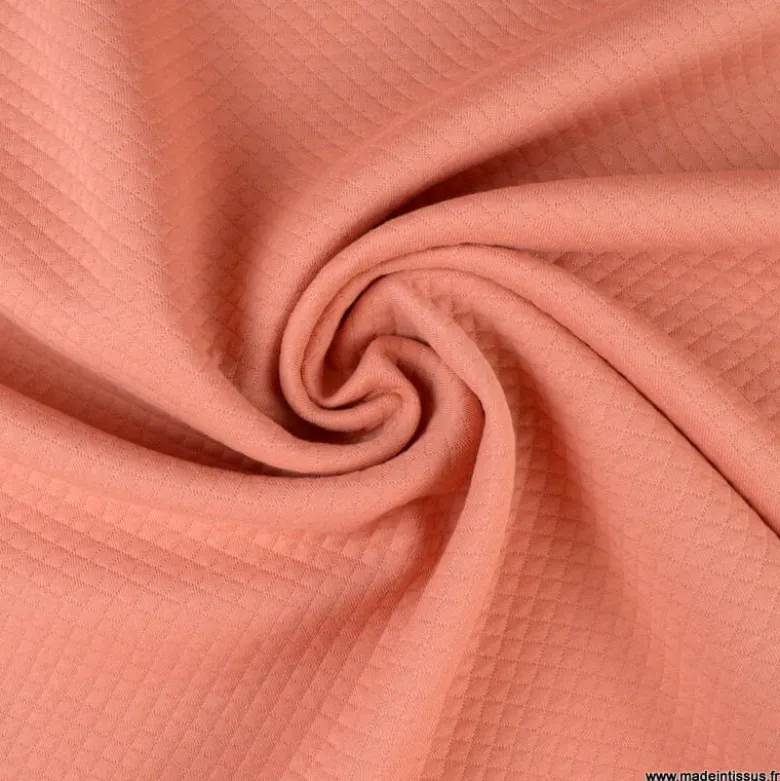 Tissu Jersey matelassé mini losange Marsala - OEKO TEX standard 100