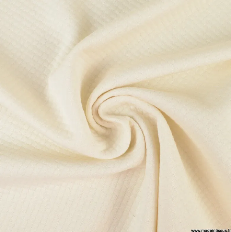 Tissu Jersey matelassé mini losange Ecru - OEKO TEX standard 100