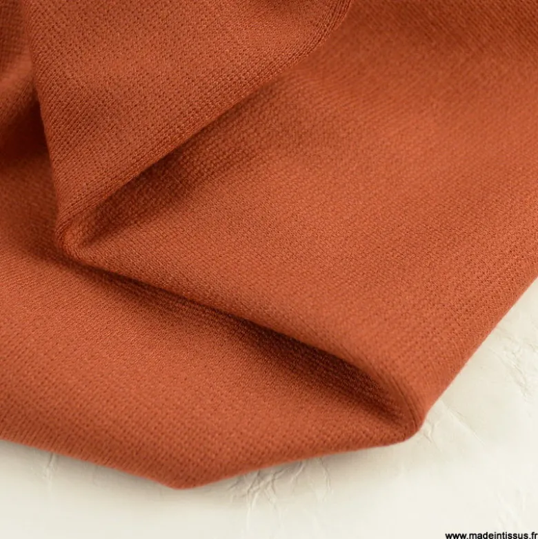 Tissu Jersey milano uni coloris brique - OEKO TEX