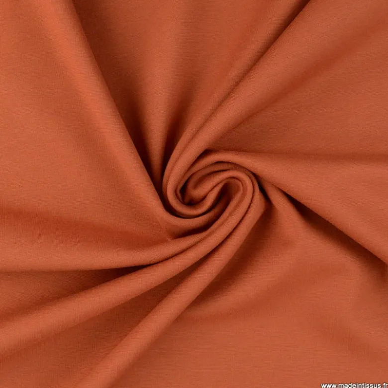 Tissu Jersey milano uni coloris brique - OEKO TEX