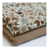 Tissu jersey motif fleurs vintage cacao