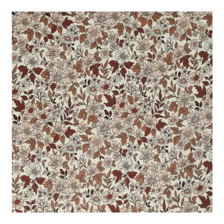 Tissu jersey motif fleurs vintage cacao