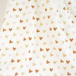 Tissu jersey motif petits coeurs dorés, roses et camel - OEKO TEX