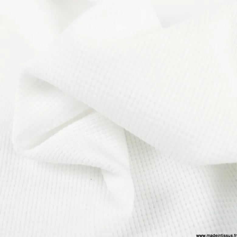 Tissu jersey nid d'abeille Blanc - OEKO TEX
