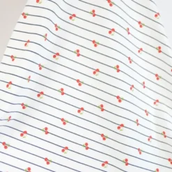 Tissu jersey à rayures bleues et cerises - OEKO TEX