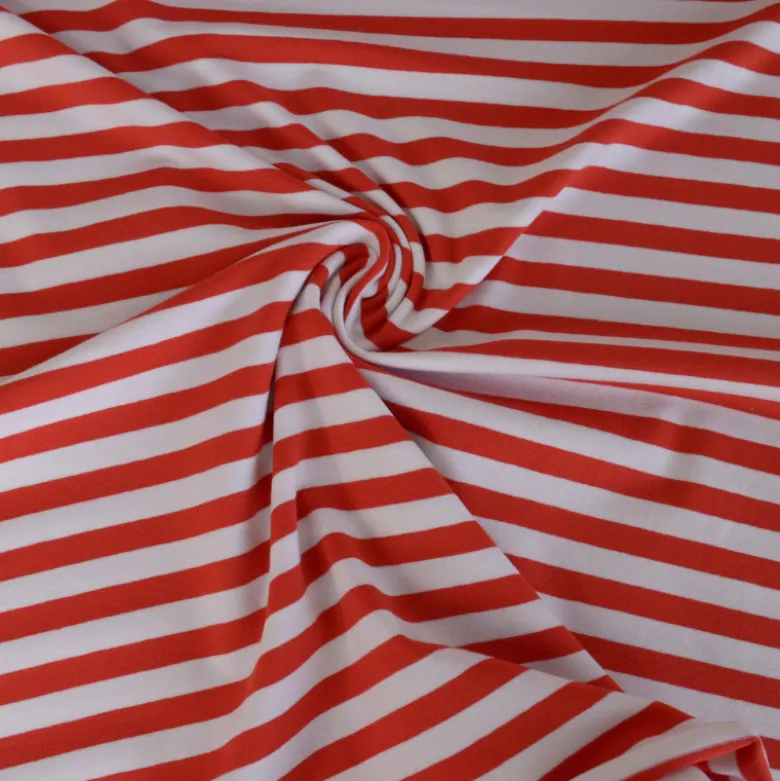 Tissu jersey à rayures larges type marinière Rouge et blanc - OEKO TEX