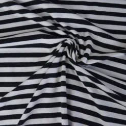 Tissu jersey à rayures larges type marinière Noir et blanc - OEKO TEX