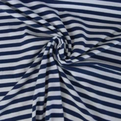Tissu jersey à rayures larges type marinière Bleu marine et blanc - OEKO TEX