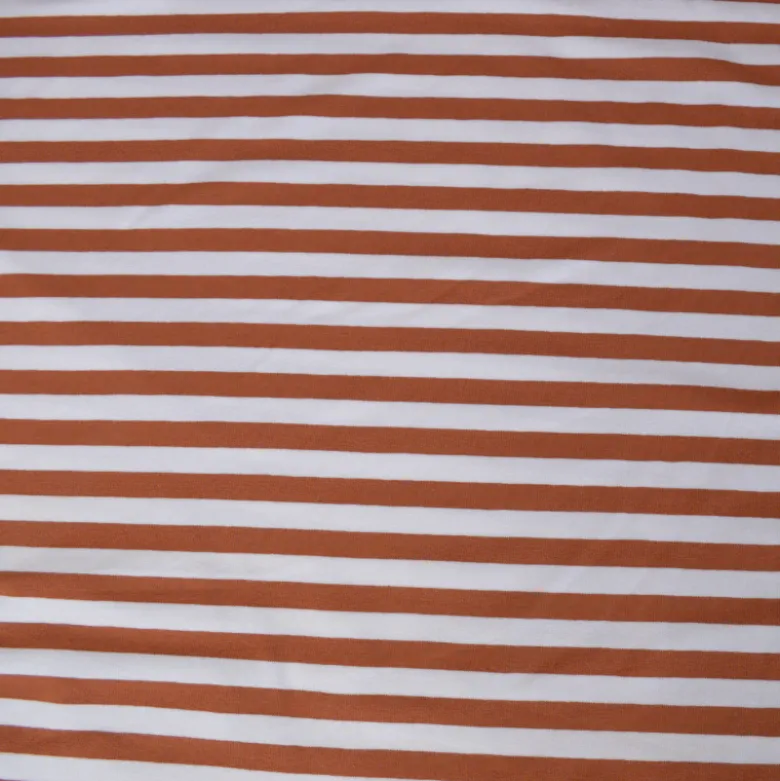 Tissu jersey à rayures larges type marinière Terracotta et blanc - OEKO TEX