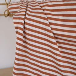 Tissu jersey à rayures larges type marinière Terracotta et blanc - OEKO TEX
