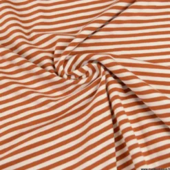 Tissu jersey à rayures type marinière Brique et blanc - OEKO TEX