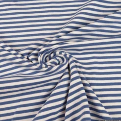 Tissu jersey à rayurestype marinière Indigo et blanc - OEKO TEX