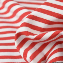 Tissu jersey à rayures type marinière Rouge et blanc - OEKO TEX