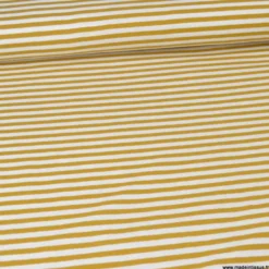 Tissu jersey à rayurestype marinière Moutarde et blanc - OEKO TEX