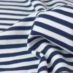 Tissu jersey à rayures type marinière marine et blanc - OEKO TEX