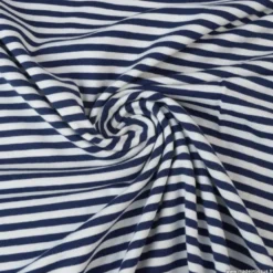 Tissu jersey à rayures type marinière marine et blanc - OEKO TEX