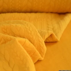 Tissu jersey torsadé jaune moutarde