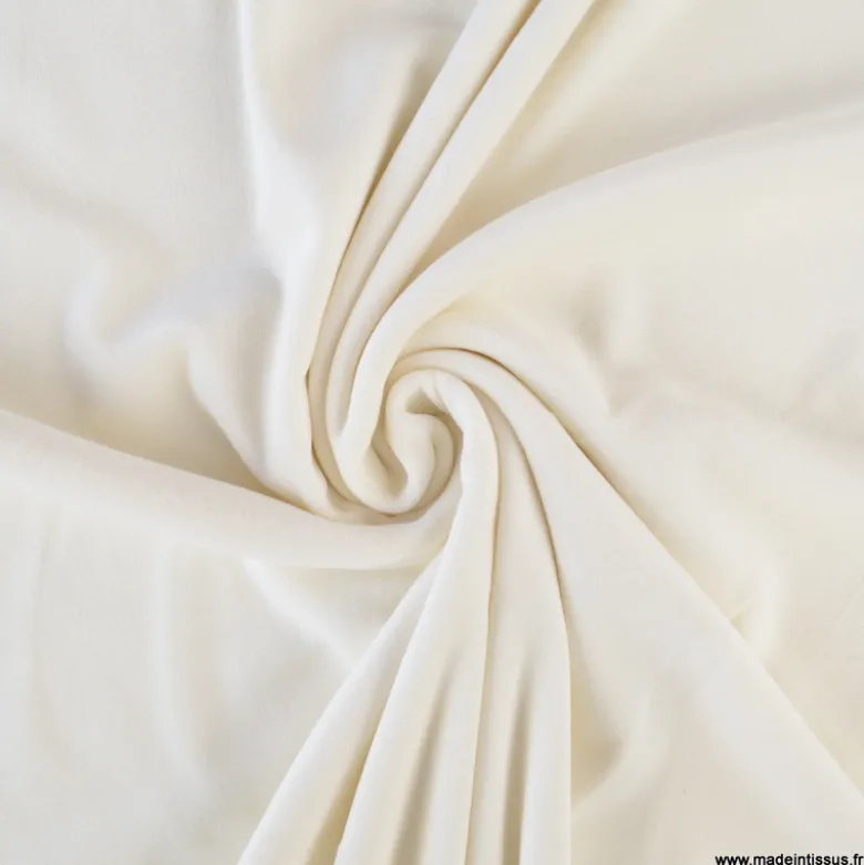 Tissu jersey velours Chilly ultra doux - Ecru
