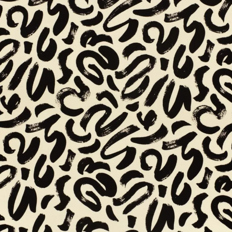 Tissu jersey viscose motif abstrait beige et noir