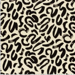Tissu jersey viscose motif abstrait beige et noir